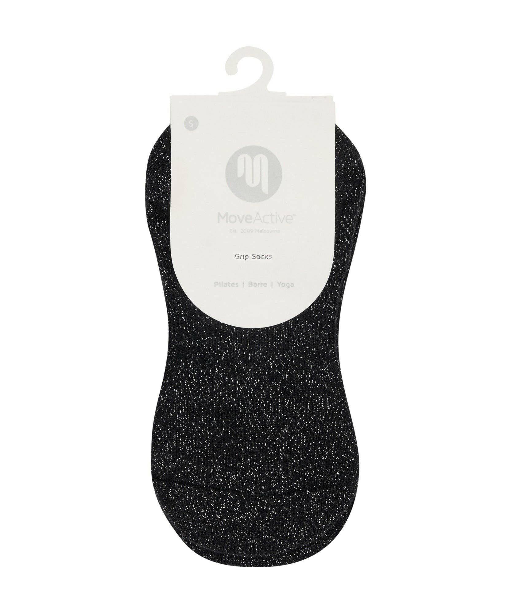 MoveActive - Vente Chaussettes – femme - Chaussettes classiques à taille basse antidérapantes - Black Sparkle Frill5