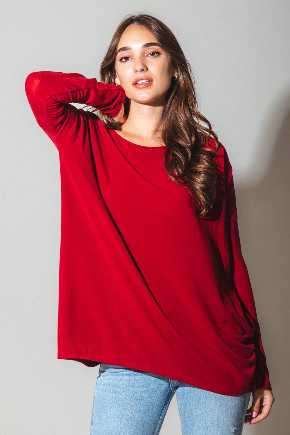 VERY J - Wholesale Tunic - Women's - LT24297-Long sleeve tunic knit top6