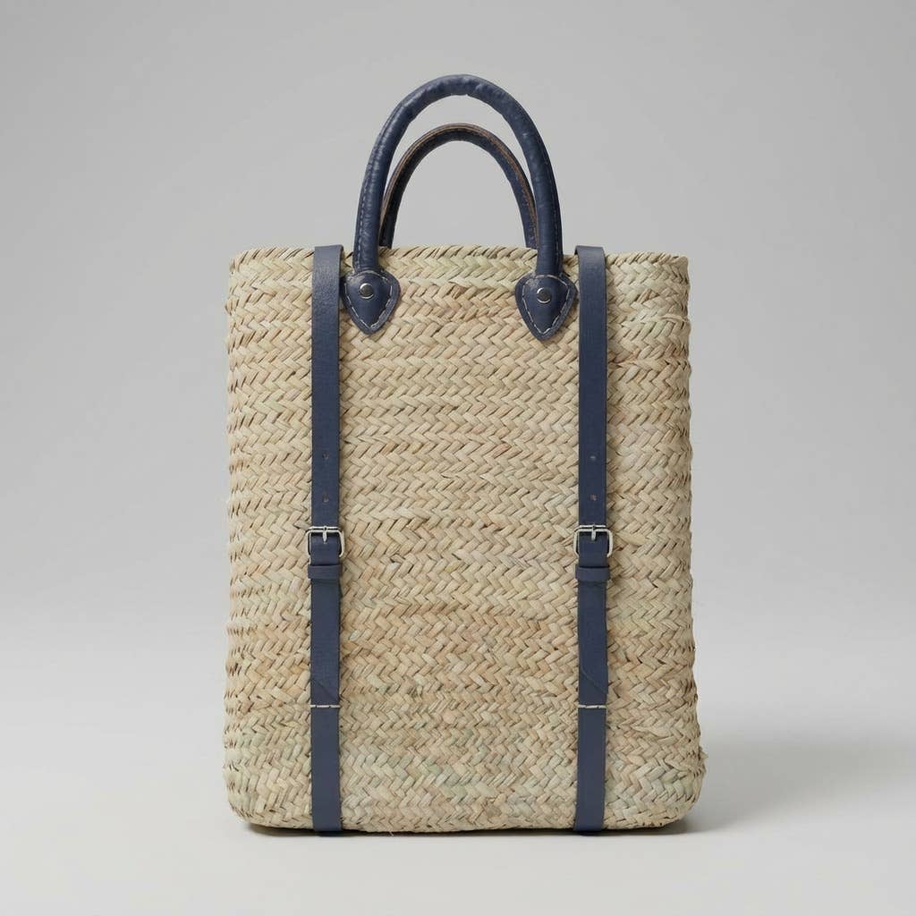 Melecraft - Vente Sac à dos – femme - Sac à dos en paille - Sac à dos en feuilles de palmier tressées avec bretelles en cuir2