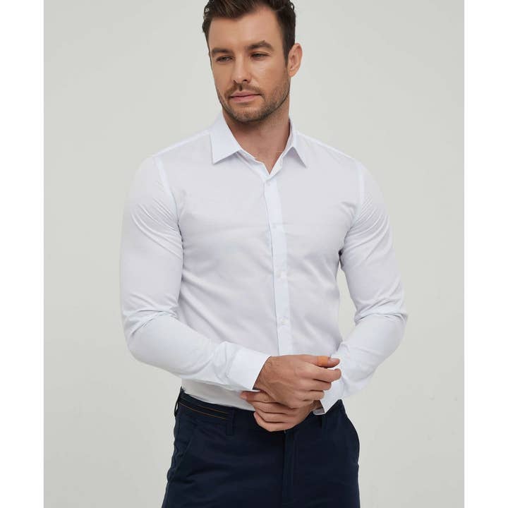 Chemise blanche slim fit pour la vente par Yves Enzo
