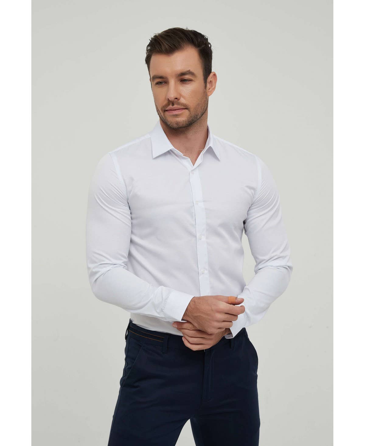 Yves Enzo - Wholesale Button Down Shirt - Men's - White shirt slim fit