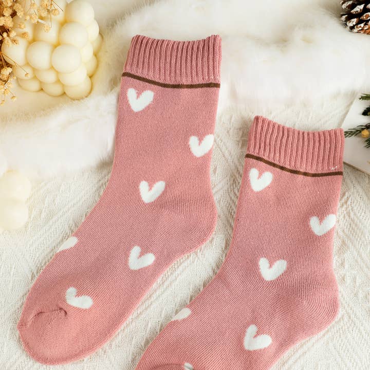 Contrast Heart Print Ribbed Cuff Womens Crew Socks and other Purchase Wholesale valentine's day socks. Free Returns & Net 60 Terms on Faire trending on Faire.