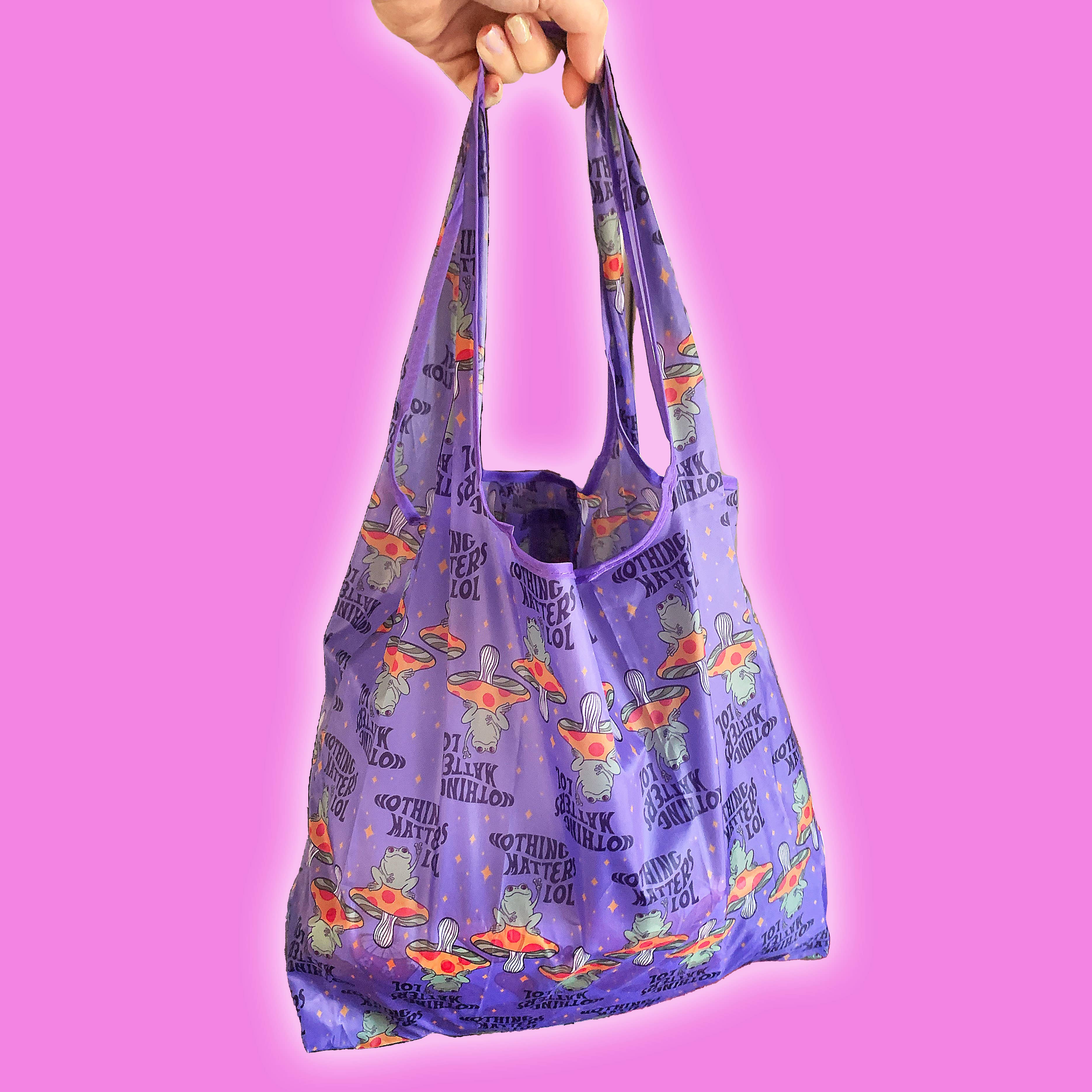 Krystan Saint Cat - Wholesale Grocery/Shopping Bag - Nothing Matters Frog Fold-Up Reusable Grocery Bag9