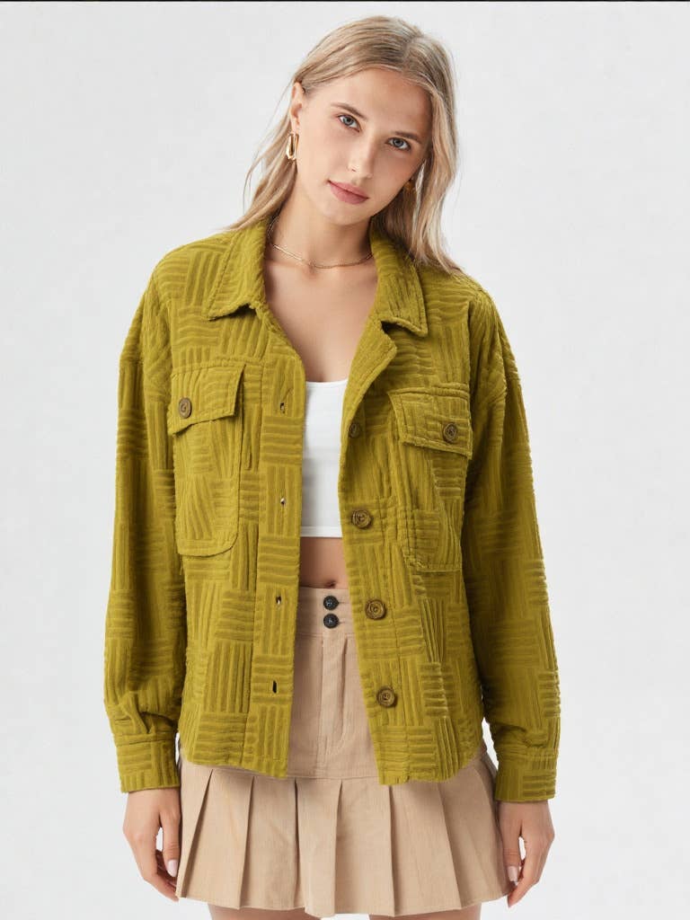 VERY J - Wholesale Shirt Jacket/Shacket - Women's - NJ90131-Embossed Soft Casual Shacket Jacket1