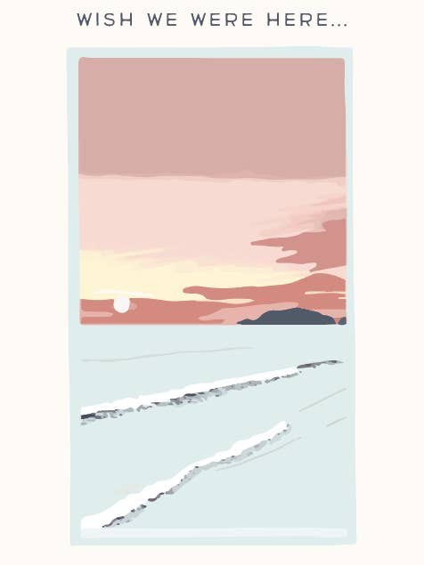 Wish We Were Here Postcard Postcard for wholesale by Daley Kaye Studio