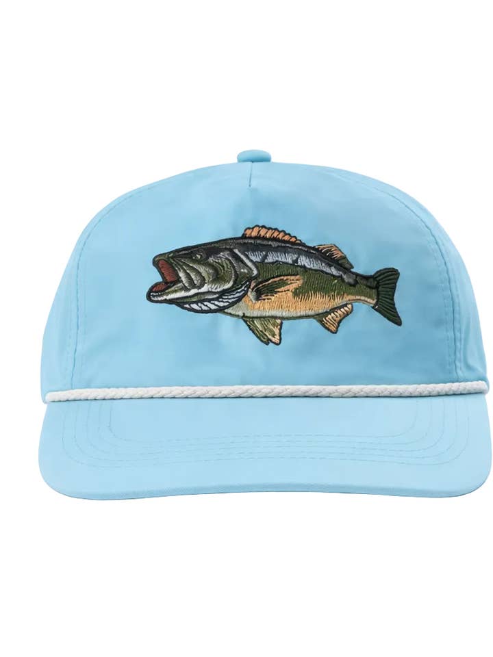 Large Mouth Bass Rope Cap, Aqua for wholesale by Lischka Brothers