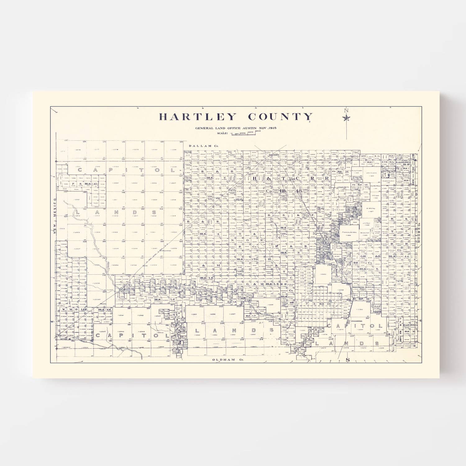 Ted's Vintage Art - Wholesale Map - Vintage Map of Hartley County, Texas 19252