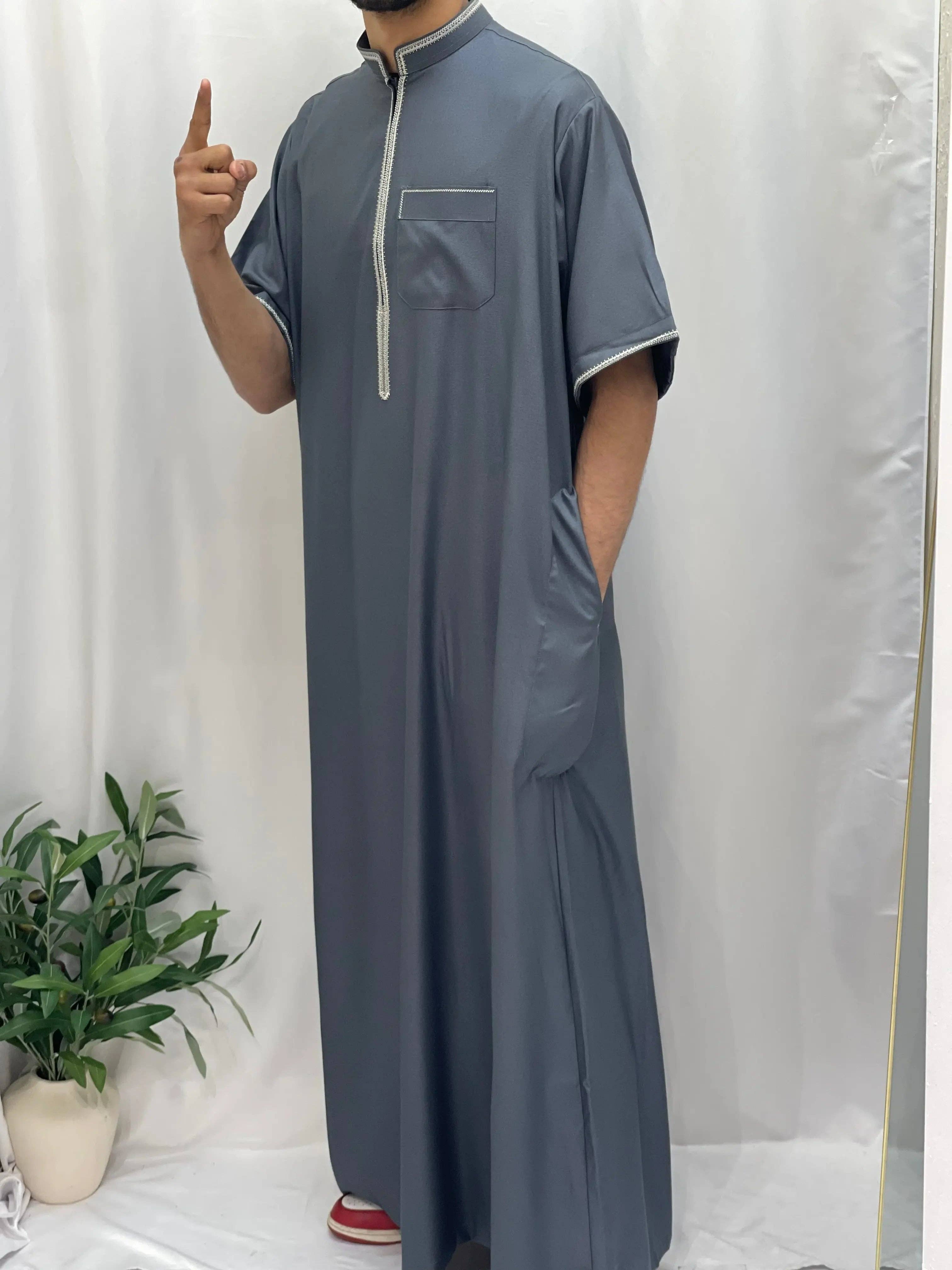 Palestinian Elegance - Wholesale  - Timeless Elegance: Men's Durable Kaftan Thobe with Gold Details27