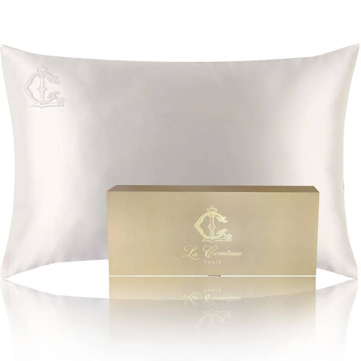 LA COMTESSE PARIS - Silk Pillowcase - Pearl White for wholesale by La Comtesse Paris
