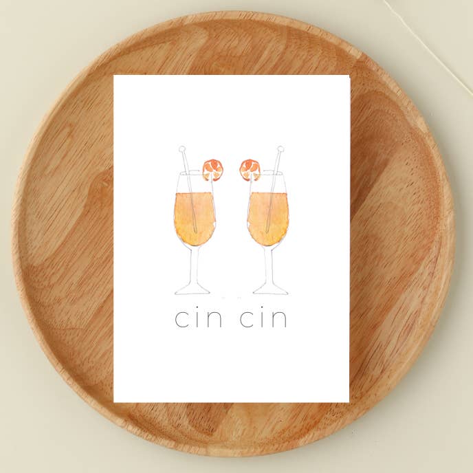 Maria DeVito Palmer Designs LLC - Wholesale Everyday Greeting Card - Cin Cin | A2 Watercolor Card