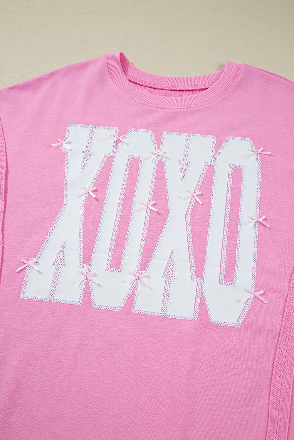 fashionworks - Vente Sweat-shirt – femme - Sweat-shirt ample à coutures apparentes imprimé Valentine Sequin XOXO7