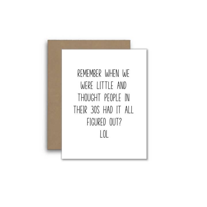 Funny Adulting Card – Thought 30s Had It Figured Out 😂 and other Purchase Wholesale adulthood. Free Returns & Net 60 Terms on Faire trending on Faire.