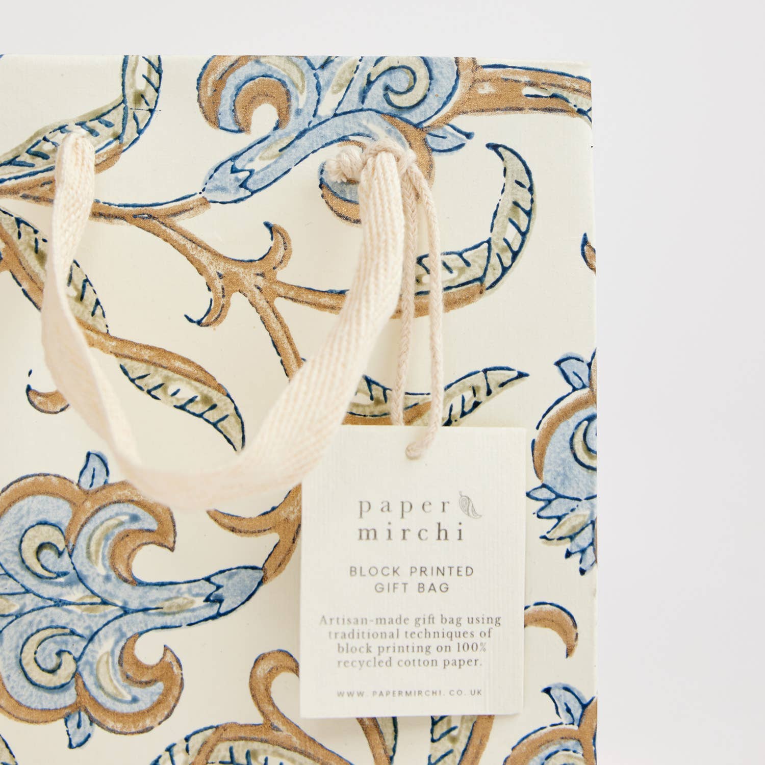 Paper Mirchi - Wholesale Gift Bag - Hand Block Printed Gift Bags (Small) - Blue Stone8