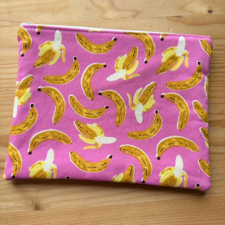 Banana Print Zippered Pouch for wholesale by Craftinista Girl