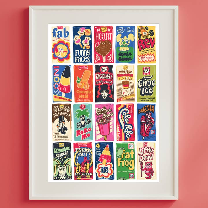 Ice Cream Packaging Print - Retro Ice Lolly Poster for wholesale by Lost Plots
