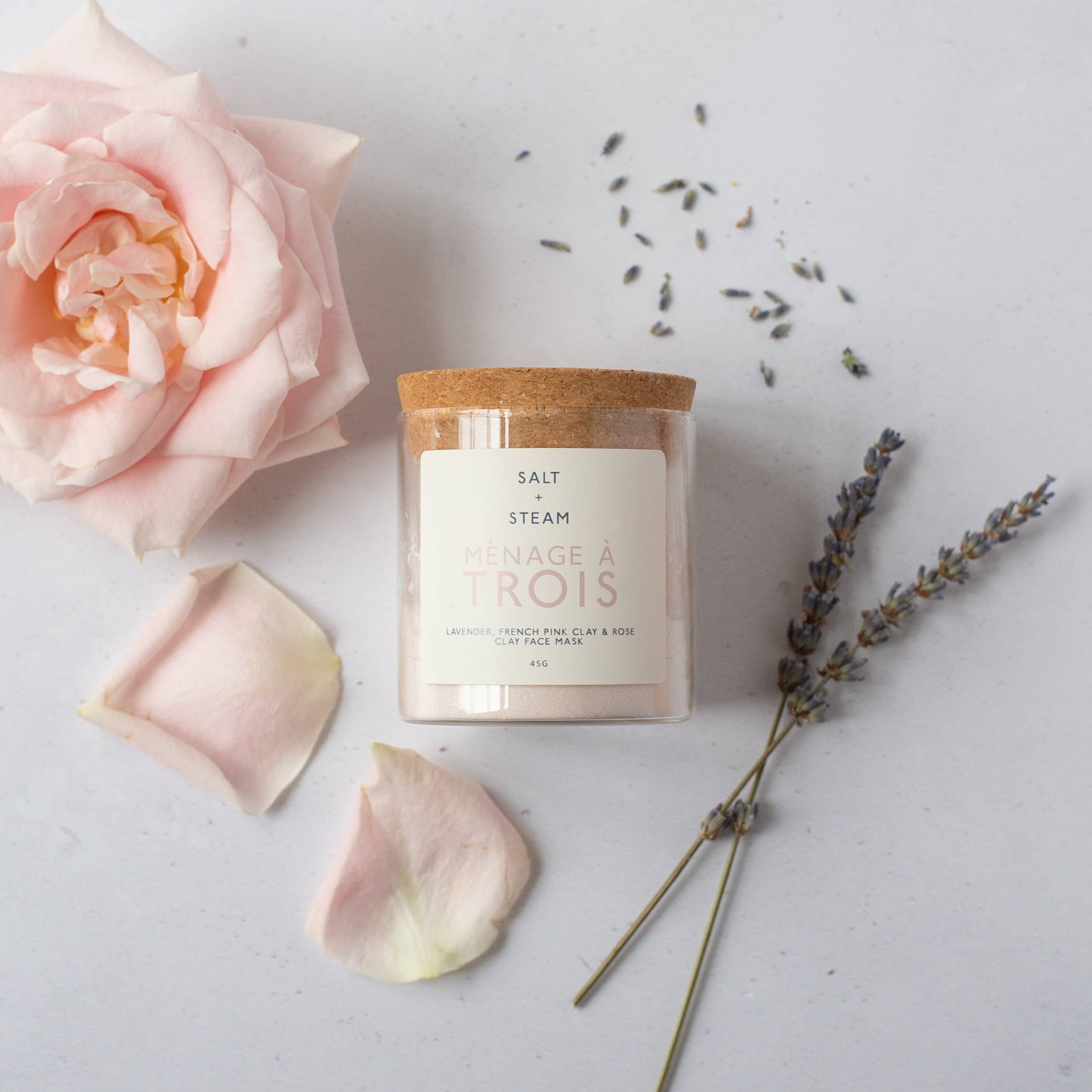 Salt + Steam - Wholesale Skincare Face Mask - Ménage à Trois - Rose & Lavender Clay Face Mask 45g