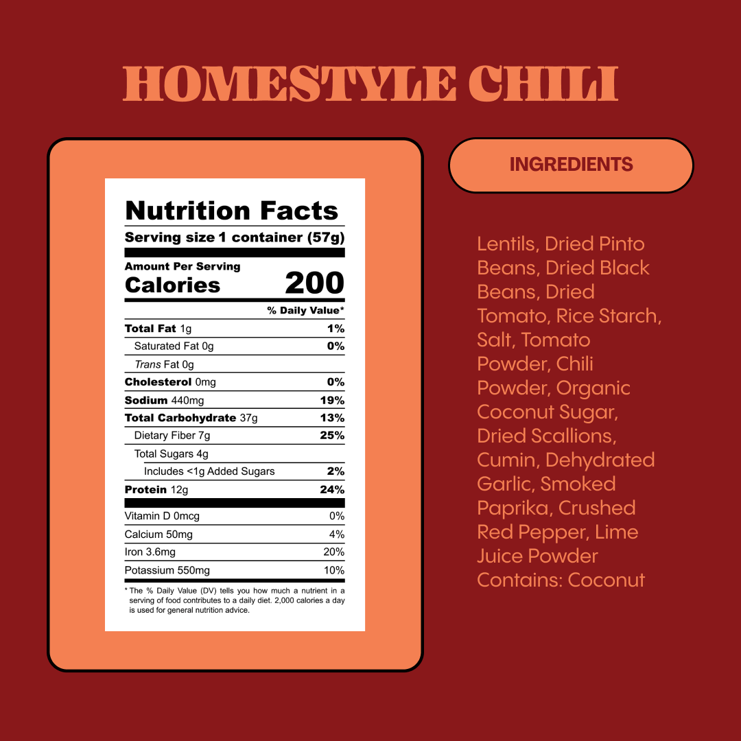 Lentiful - Wholesale Shelf Stable Prepared Meal - Homestyle Chili Instant Lentils 8-Pack3
