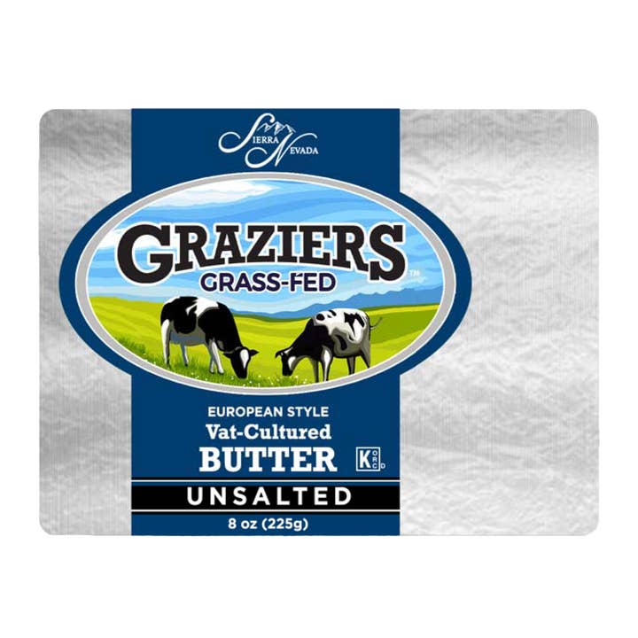 Sierra Nevada Cheese Company - Wholesale Butter - Graziers Vat Cultured Euro-Style Unsalted Butter 12/8oz