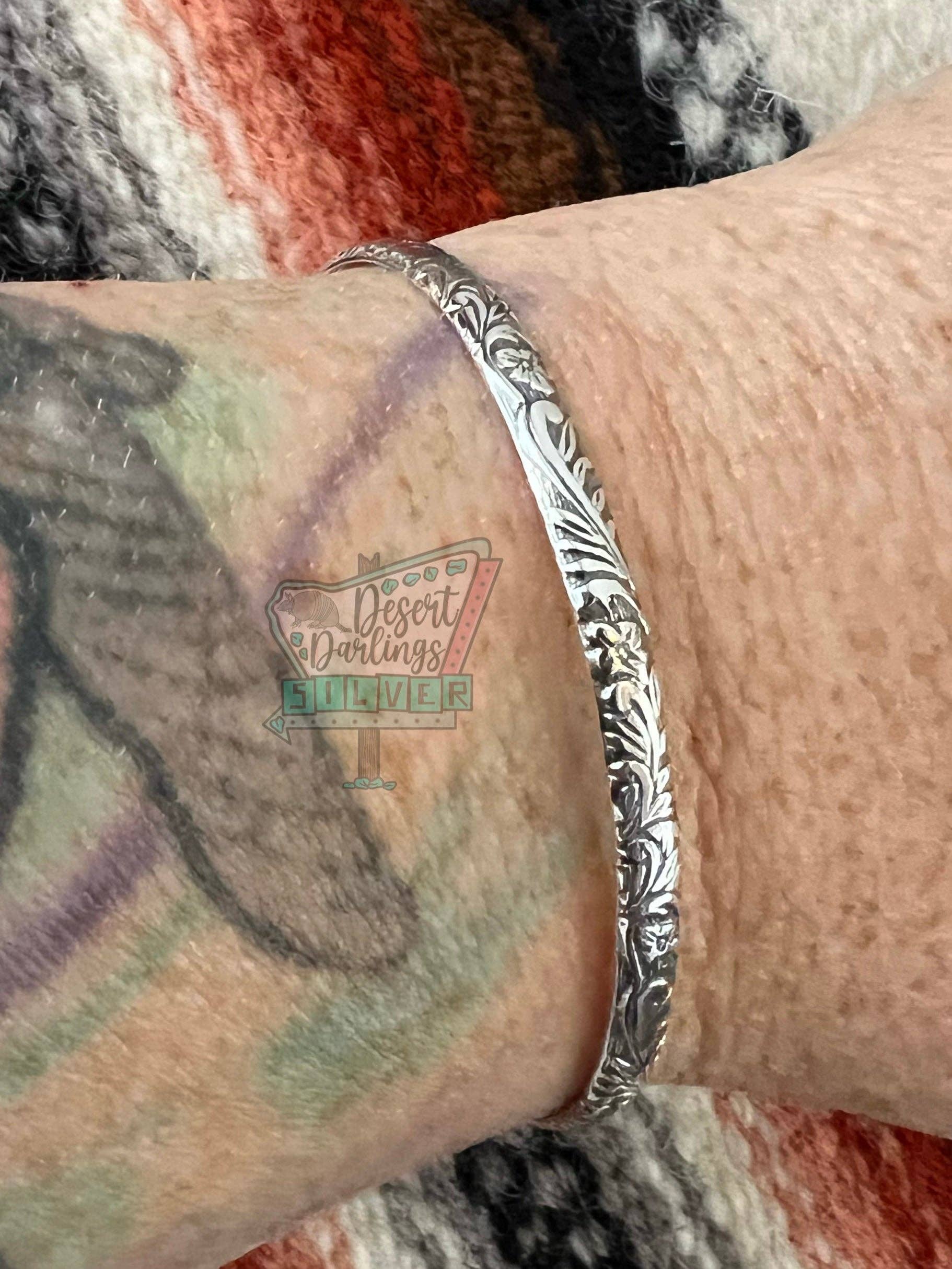 Desert Darlings Silver - Wholesale Bangle Bracelet - Sterling Silver Floral Bangle #223