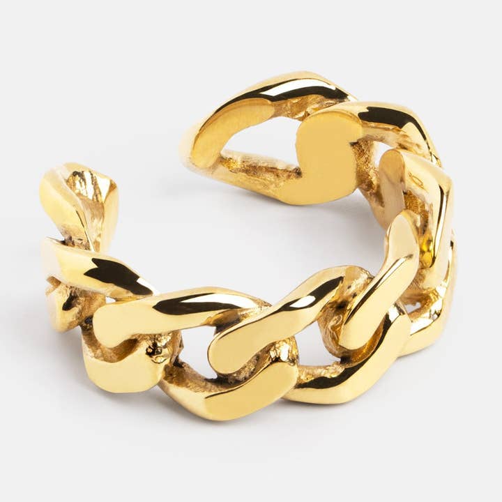 Gold Plated Curb Ring Adjustable for wholesale by Subalian Jewelry