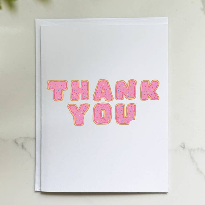 Pink Sprinkles Donut Thank You Card for wholesale by Envely