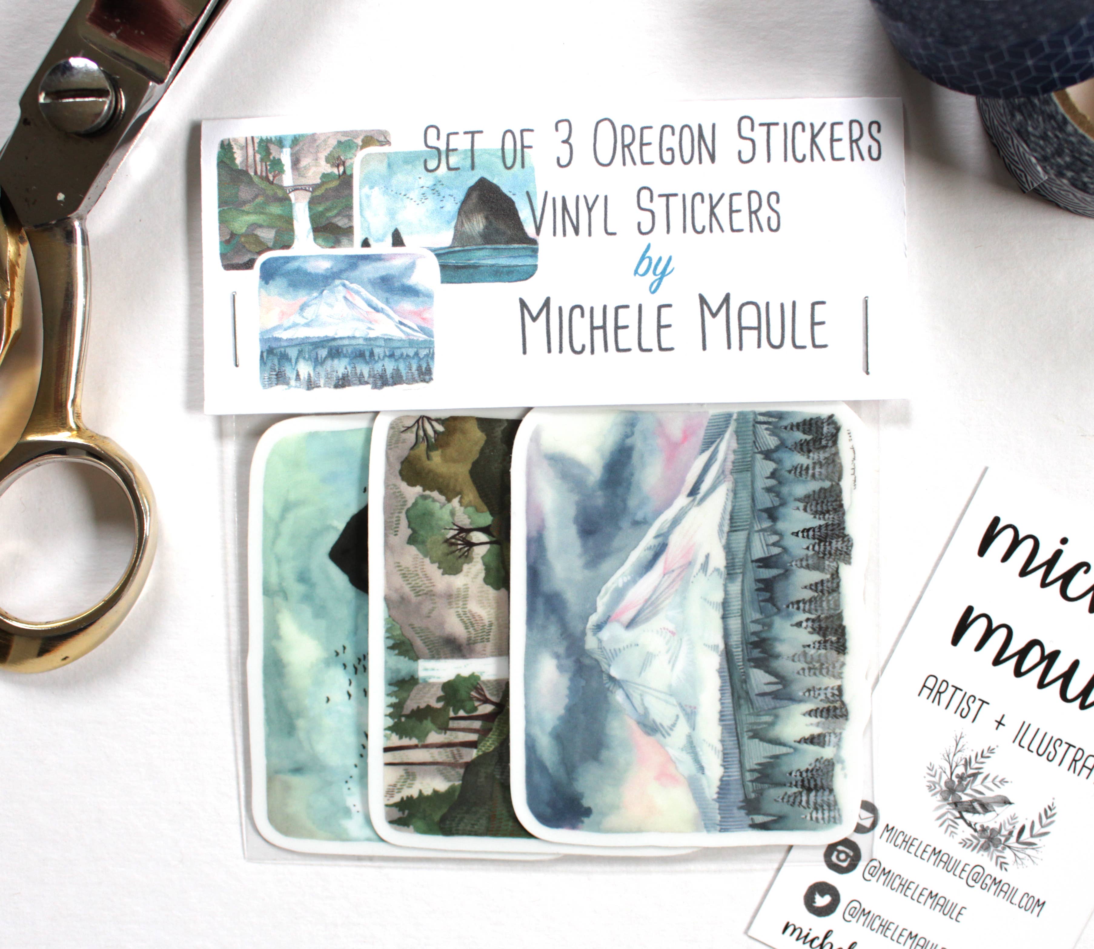 michele maule - Wholesale Sticker - Set of Three Oregon State Vinyl Stickers2