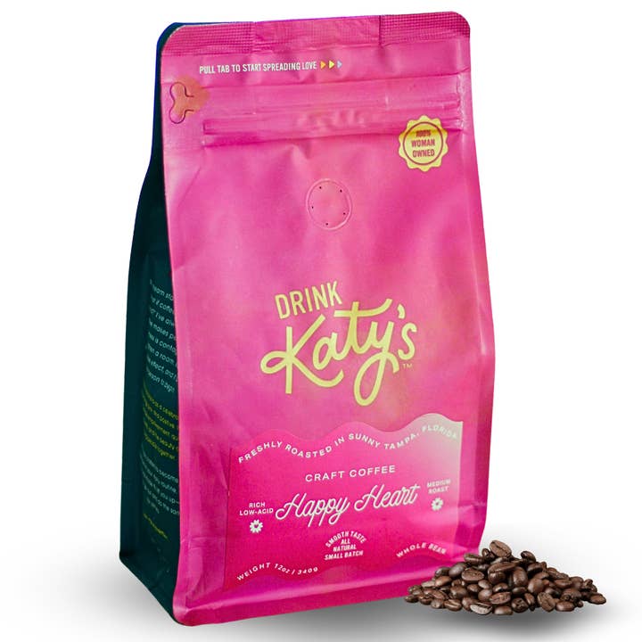 Happy Heart Medium Roast Coffee (Whole Bean) for wholesale by Drink Katy's®
