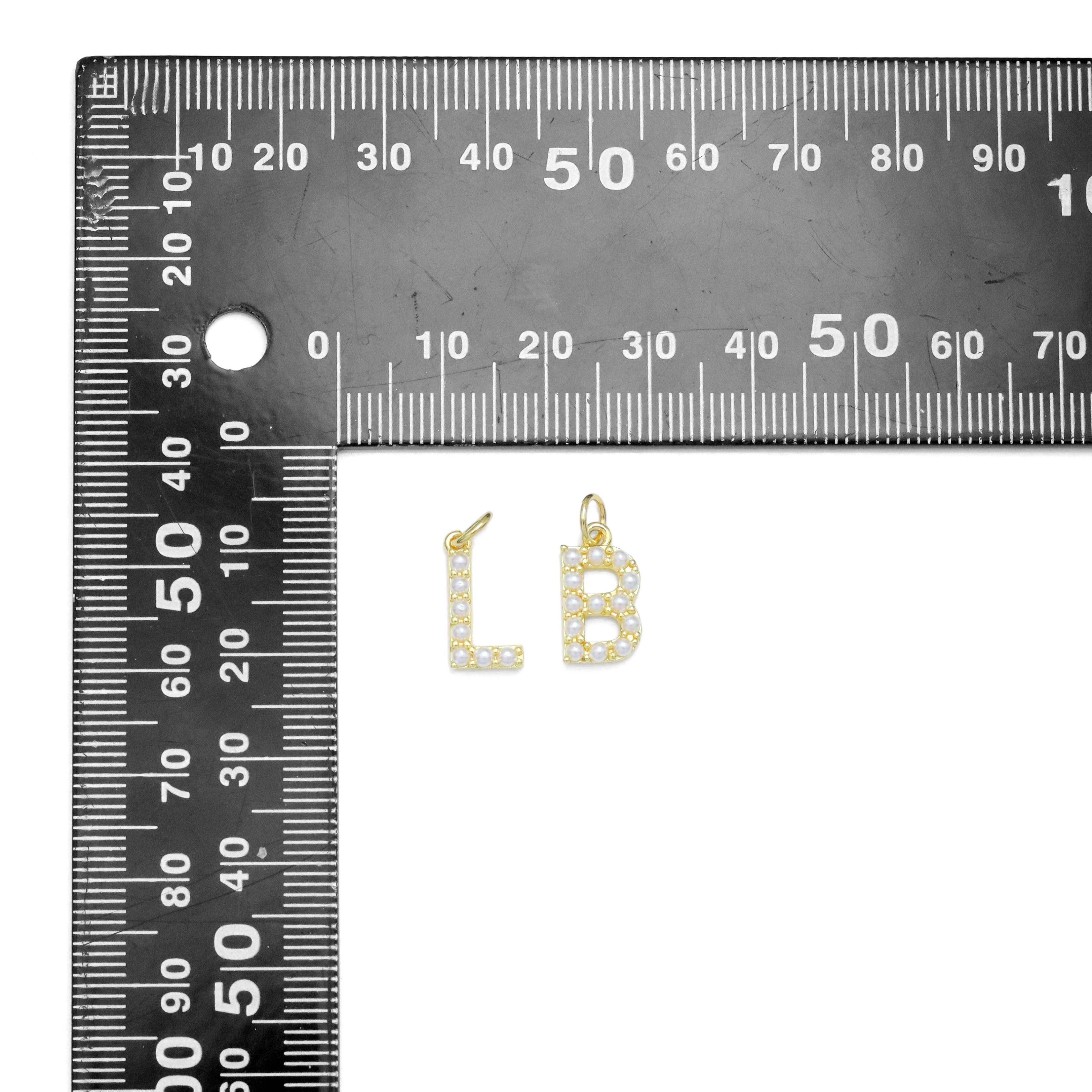 BestBeads&Beyond - Wholesale Individual Charm/Pendant - Gold Silver Pearl Initial Letter charm, sku#A2621