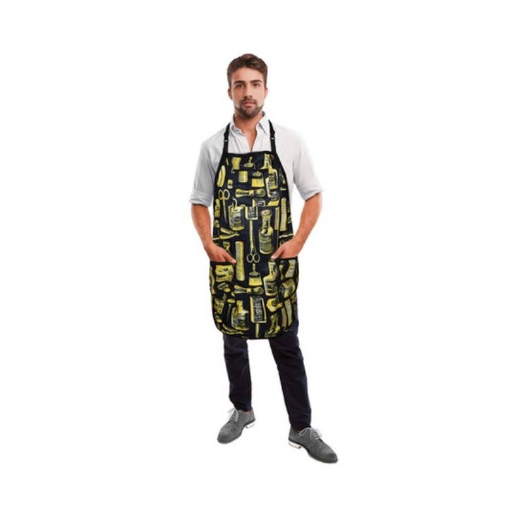 Betty Dain Vintage Barber Apron Black/Gold 172 for wholesale by KT Supply