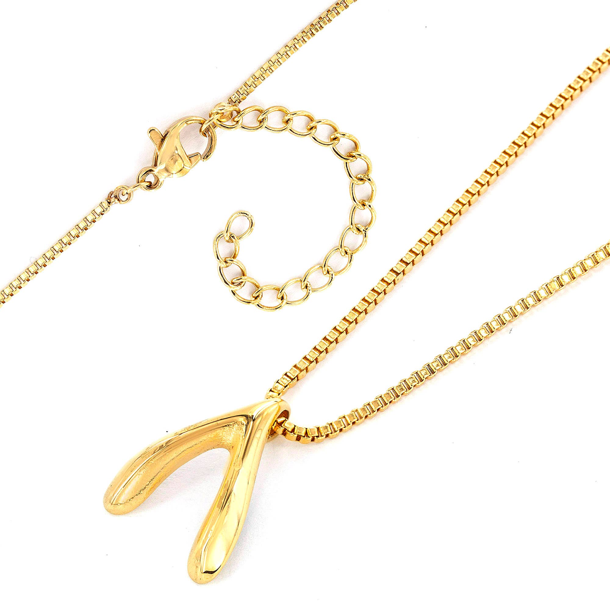 West Coast Jewelry - Wholesale Jewelry Set - Stainless Steel Wishbone Earrings and Necklace Set2