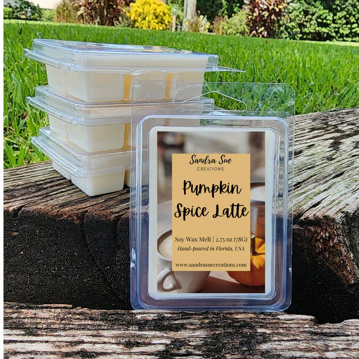 Pumpkin Spice Latte Soy Wax Melt, 2.75oz | Autumn Fall for wholesale by Sandra Sue Creations LLC
