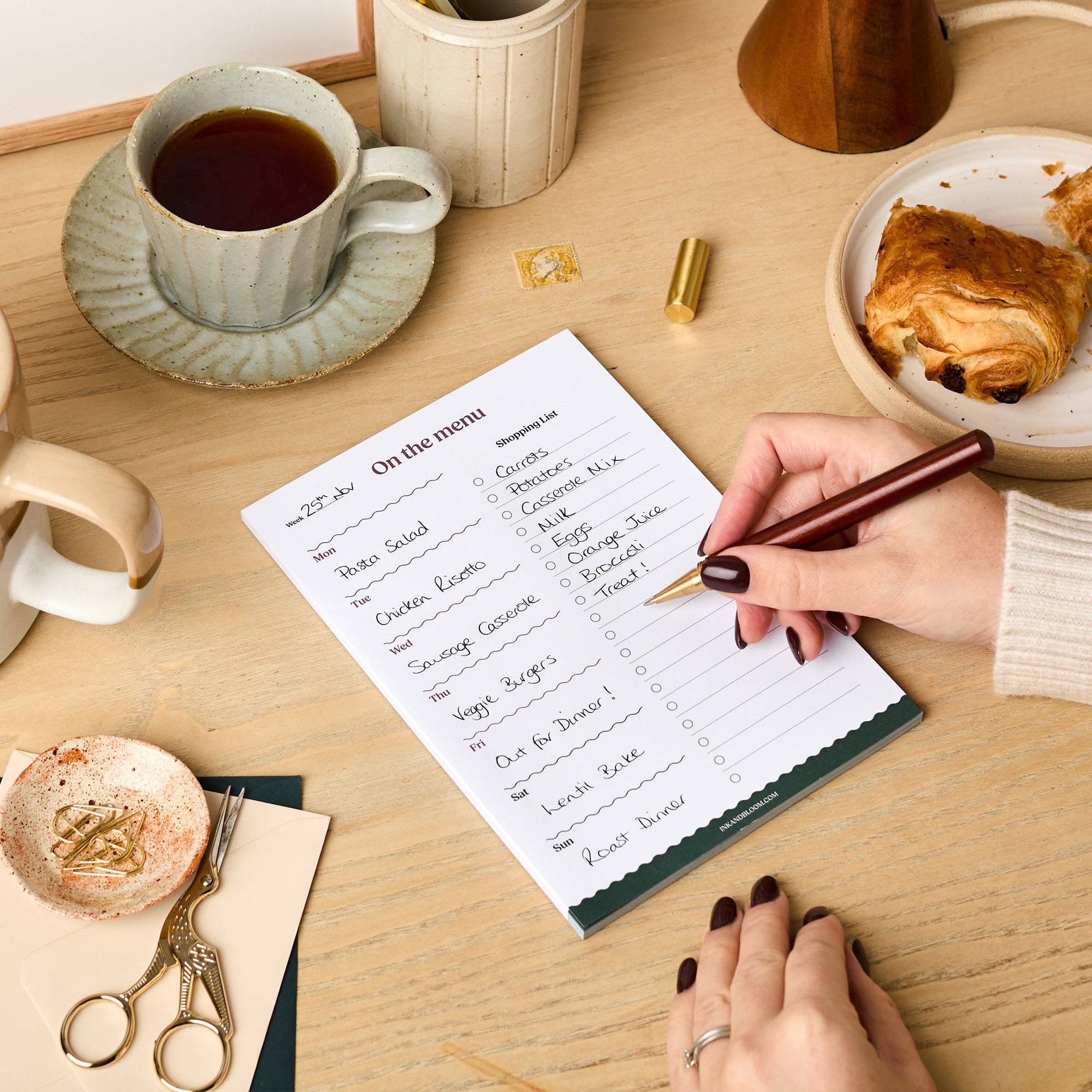 Ink & Bloom - Vente Agendas - Bloc-notes A5 pour planificateur de repas hebdomadaire avec liste de courses3