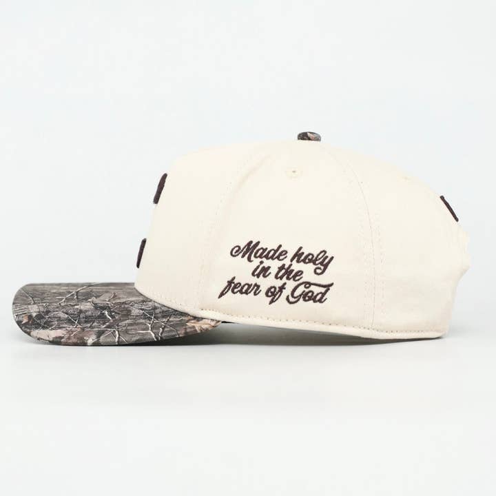 Malta Apparel LLC - Wholesale Baseball Cap - Unisex - CONSECRATED Premium SnapBack - Cream/Malta Woodland Camo1