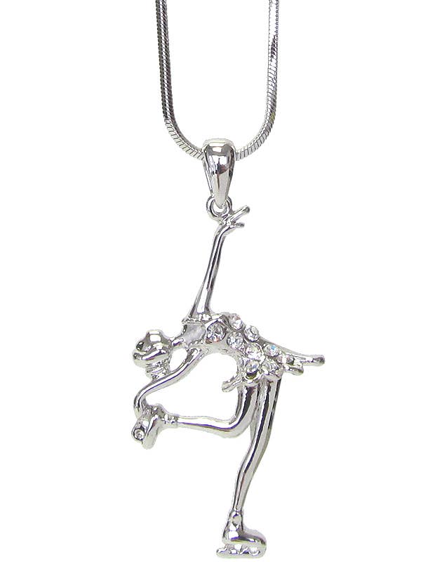 (Q441) KRYSTAL KUNSTSKØJTELØB VEDHÆNG HALSKÆDE for engroshandel hos Jewelry Max