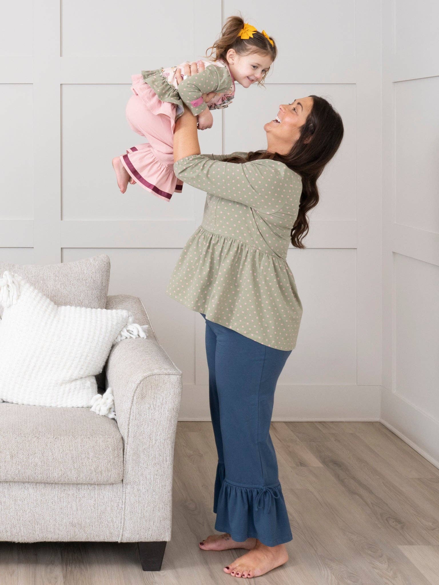 Marie Nicole Clothing - Wholesale Pants - Women's - Bloomberry Fields Mom Blue Crop Ruffle Pants4