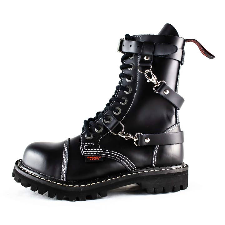 Angry Itch - Premium Boots - Wholesale Combat/Military Boots - Men's - 10-Hole 3-Straps - Black Leather Boots1