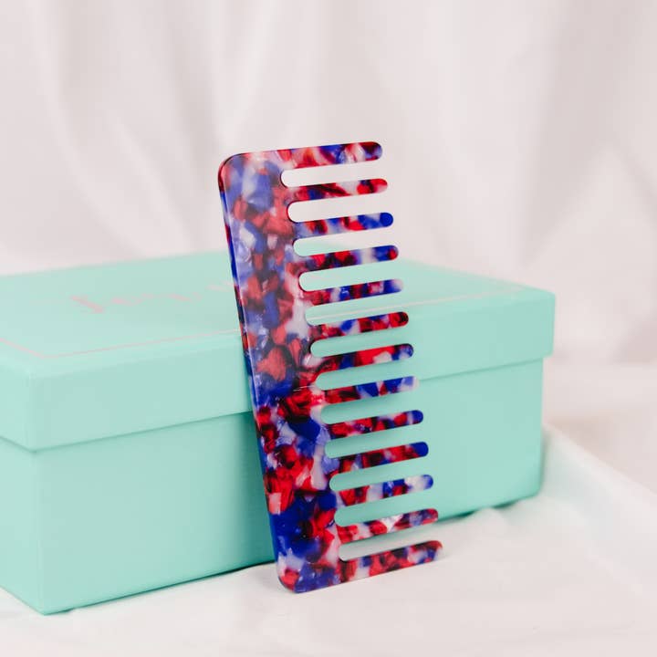 Axcessorize – wholesale Hair brush/comb – Wide tooth wet hair comb - Resin handmade square comb3