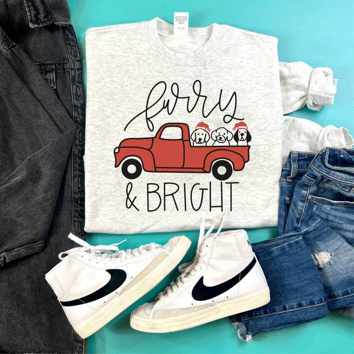 Furry and Bright Sweatshirt | Christmas Dog Mom | DP1183 for wholesale by The Dapper Paw