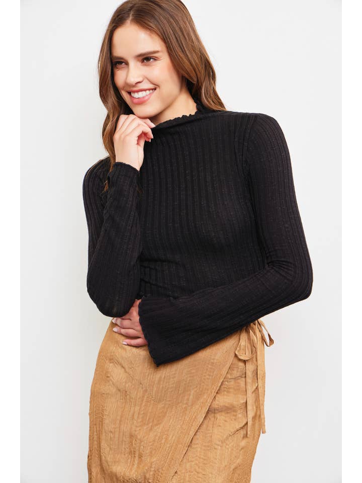 Mustard Seed - Wholesale Knit Sweater - Women's - HIGH NECK KNIT SWEATER