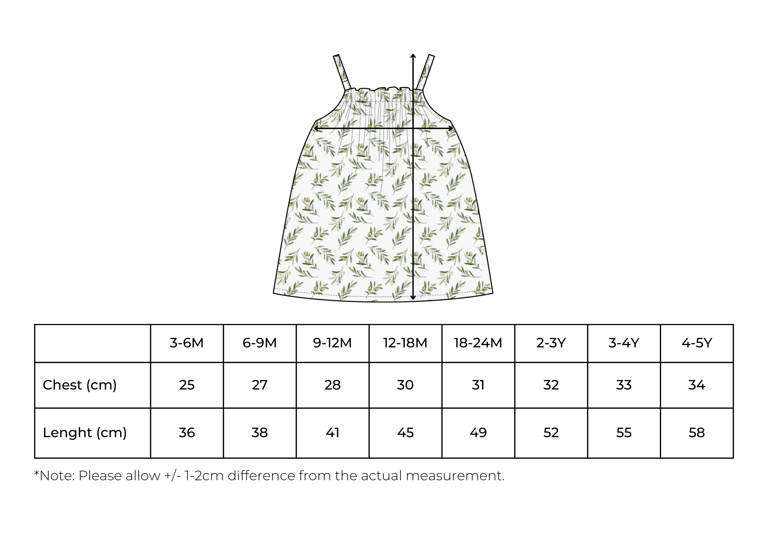 Eli & Nev (we cover U.S. import duties) - Wholesale Dress - Baby - Baby / Kids Summer Olive Pattern Dress 100% Cotton Muslin9