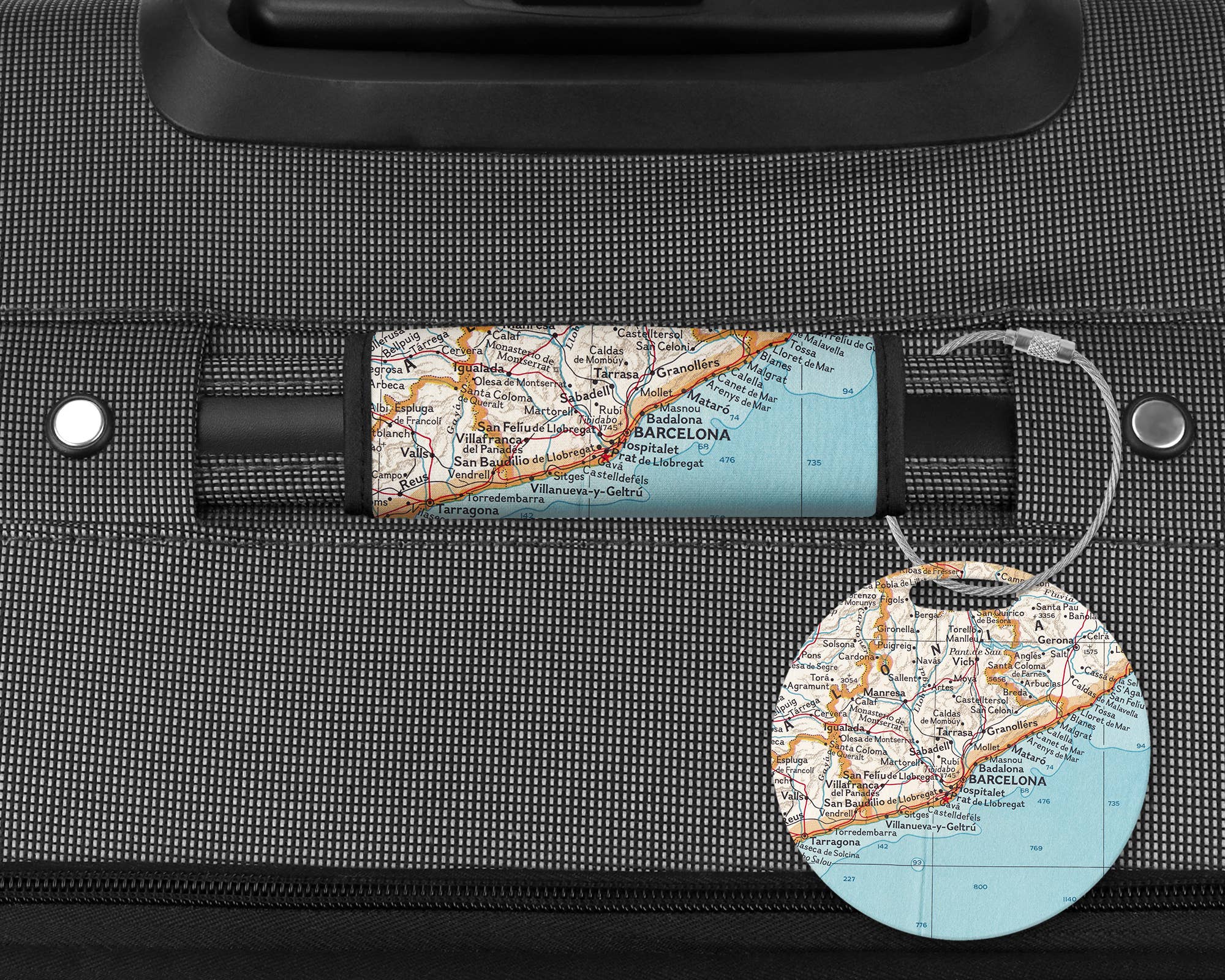 Daisy Mae Designs - Wholesale Luggage Tag - Barcelona Spain Map Luggage Tag Handle Wrap Airport Tag8