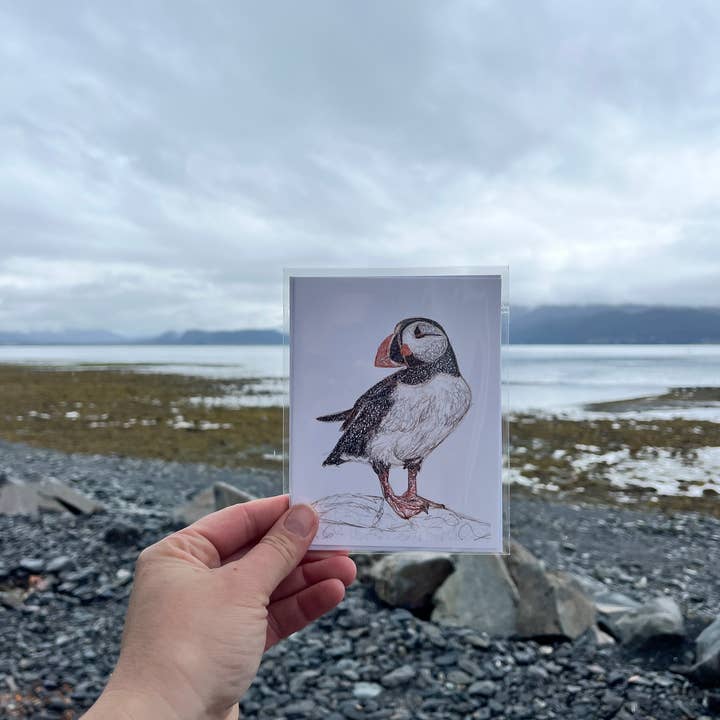 Sea Spray AK - Wholesale Everyday Greeting Card - Atlantic Puffin Greeting Card, Birds of Alaska, Stationary3