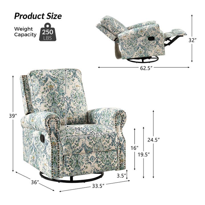 Karat Home - Wholesale Chair - Kaspar Manual Swivel Glider Recliner15