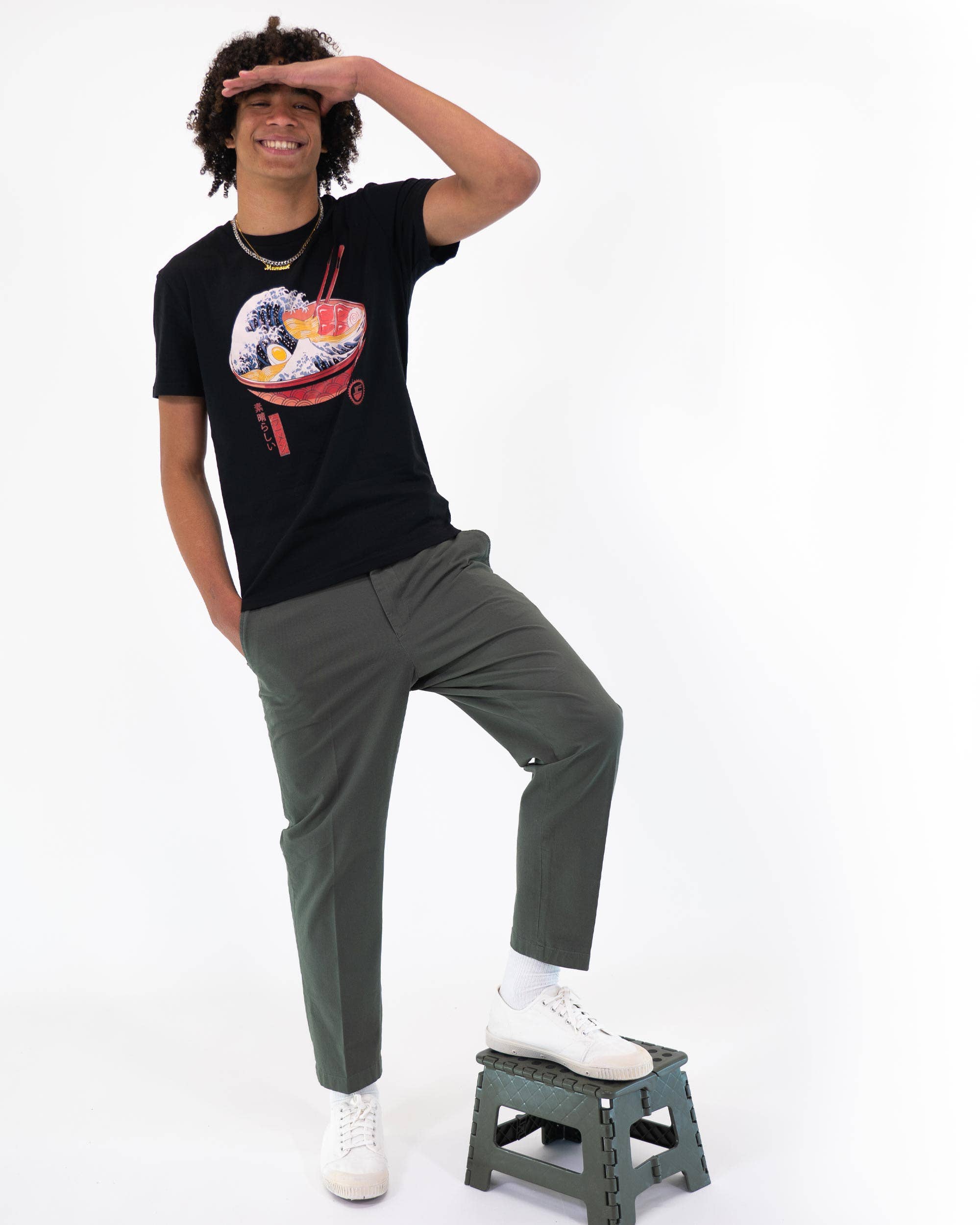 Grafitee – T-shirt estampada - Unissexo por atacado – Grande Tee Ramen Wave - Tee Gráfico Manga1