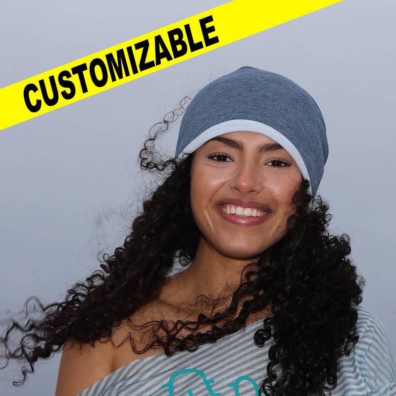 Purple Sardine - Wholesale Beanie - Women's - 240 Denim style double beanie hat - blue beanies, hats6