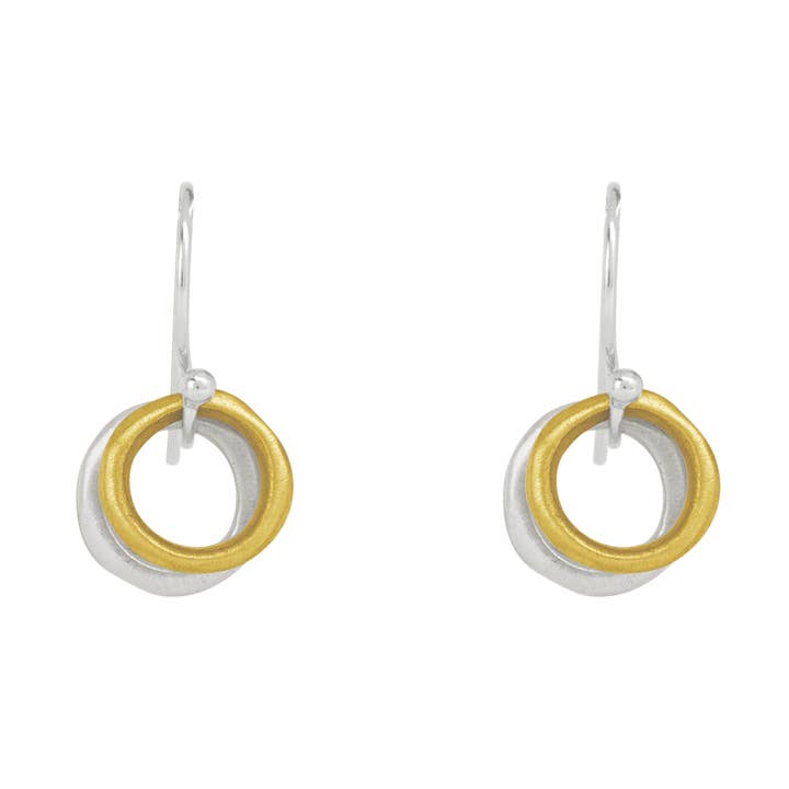 two little circles. mixed metals earring for wholesale by Philippa Roberts