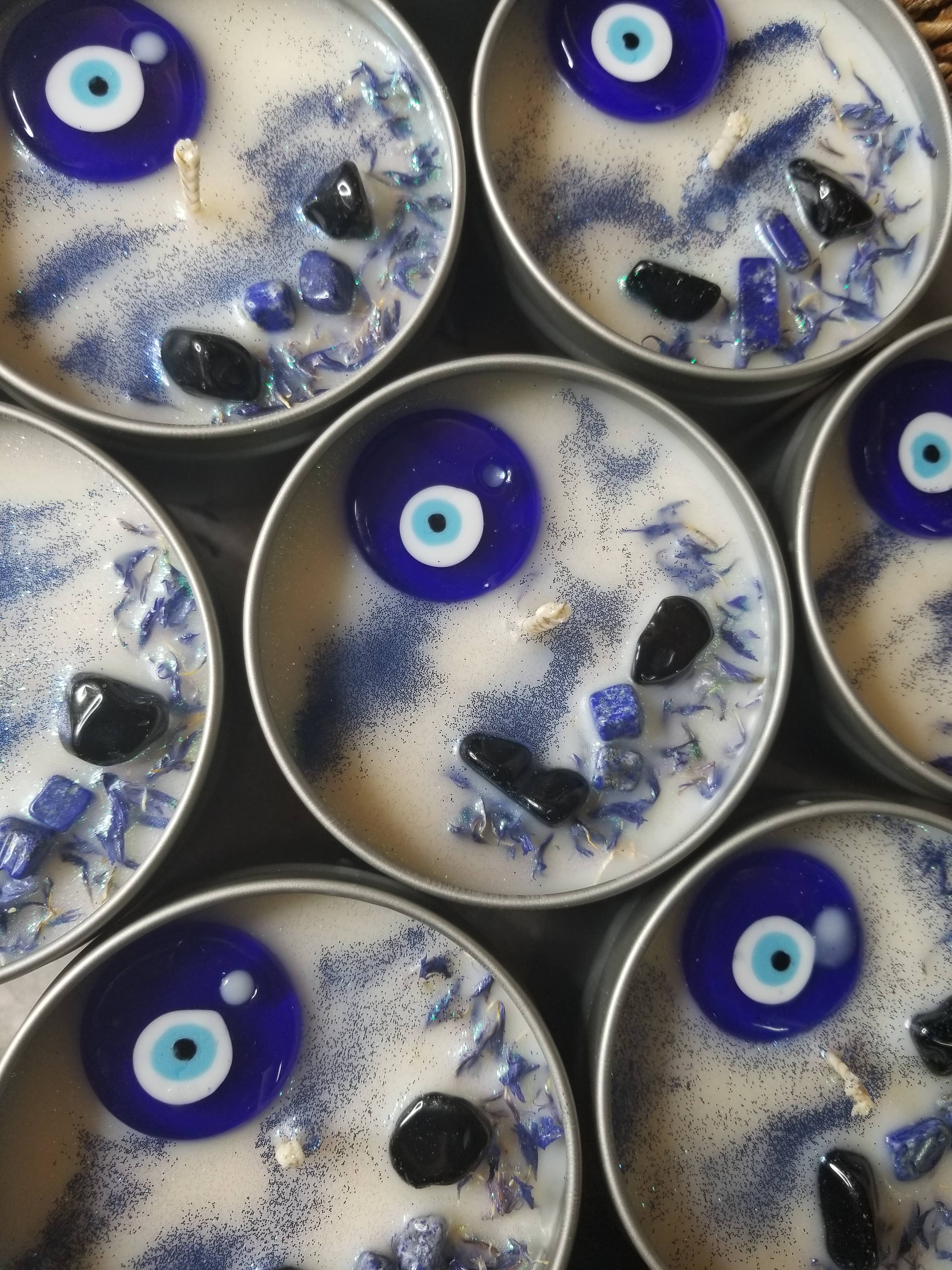 Angelic Magic – wholesale Travel candles – Evil Eye, Protection, Reiki Charged 8 oz Tin2