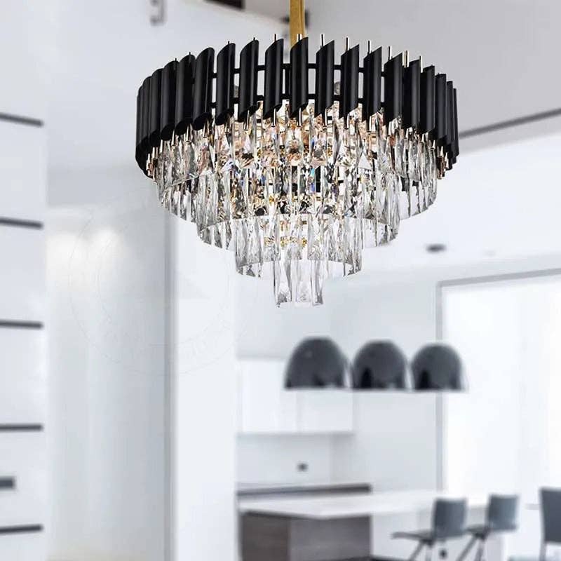 Ledsone - Wholesale Chandelier/Hanging Light - Black and Gold Hanging Crystal Chandeliers Light Fixture ~48036