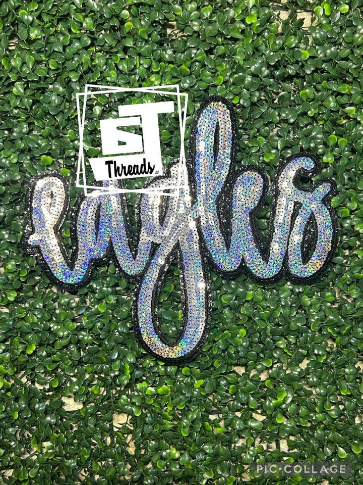 Cursive Sequin Eagles... Kun lapper for engroshandel hos 6j Threads LLC