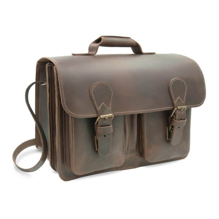 Cartella in pelle «Sevilla» PREMIUM | Colore: marrone scuro per la vendita all'ingrosso da parte di Thielemann Leather Manufacturer